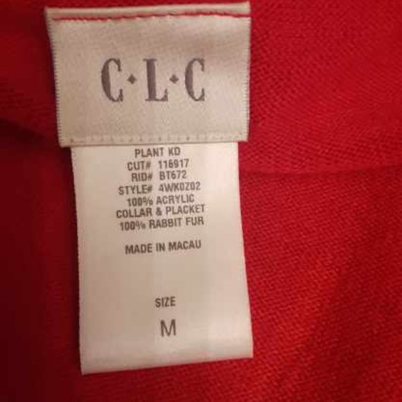 C.L.C Red/Blk Rabbit trim Sweater - Picture 8 of 8